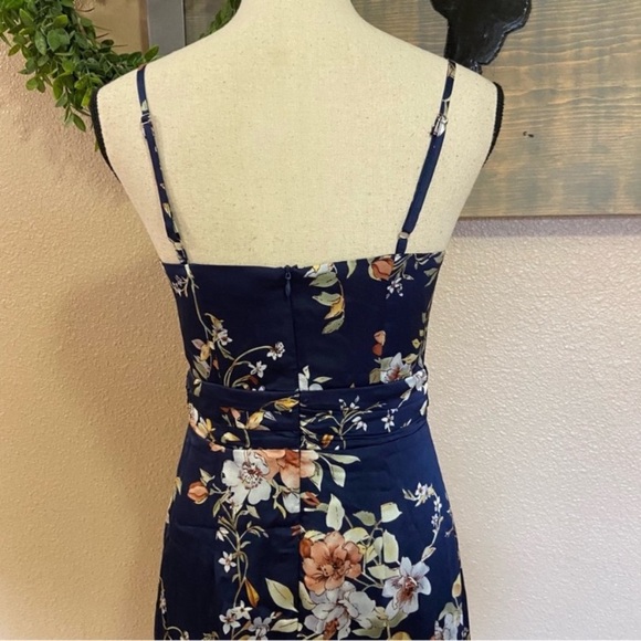 NWOT Lulus My Favorite Day Navy Blue Floral Print Tulip Skirt Midi Dress - Picture 13 of 13